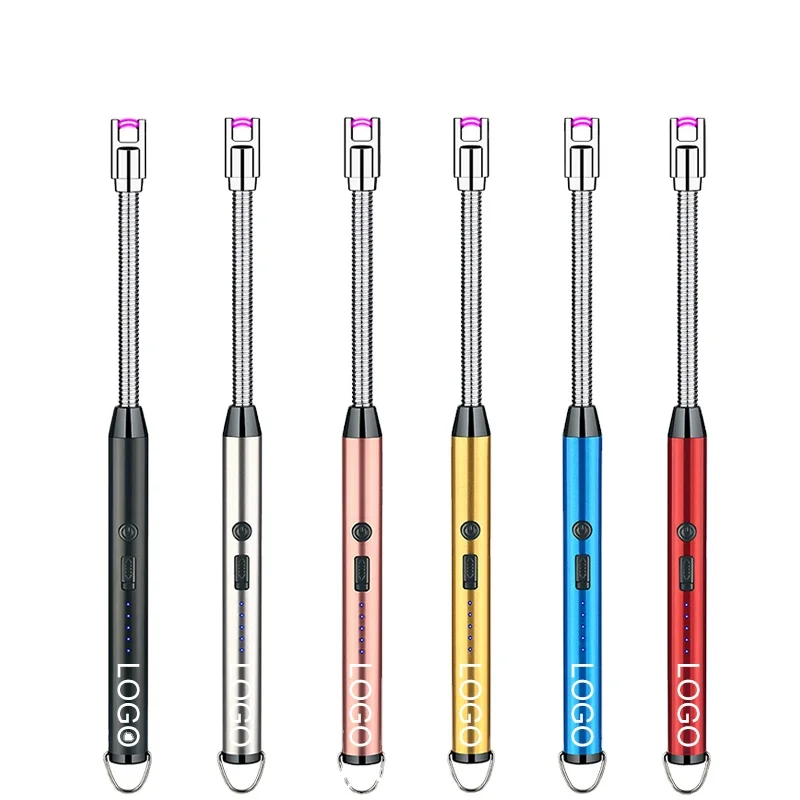 Free Customized LOGO Pulse Hose Lighter Curved Arc Igniter 360 Rotating Arc Lighter Rechargeable USB Electric Lighter For Stove
