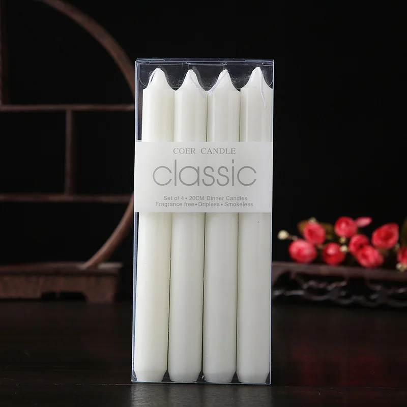 Home decor Unscented Smokeless Paraffin wax Colorful 20cm Taper Candle Sets For Weddings And Parties