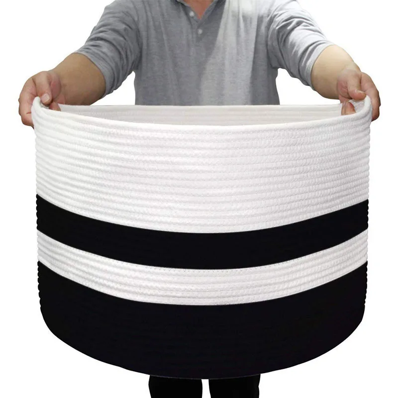 Hand-woven twine storage basket large capacity laundry basket for dirty clothes
