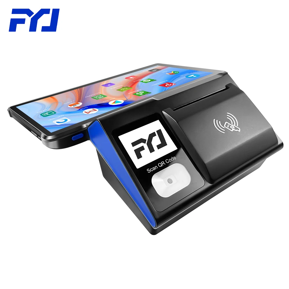 FYJ F1-T1 11-дюймовая система Android 12 Pos Восьмиядерный все-в-одном кассовый аппарат планшет с принтером 80 мм