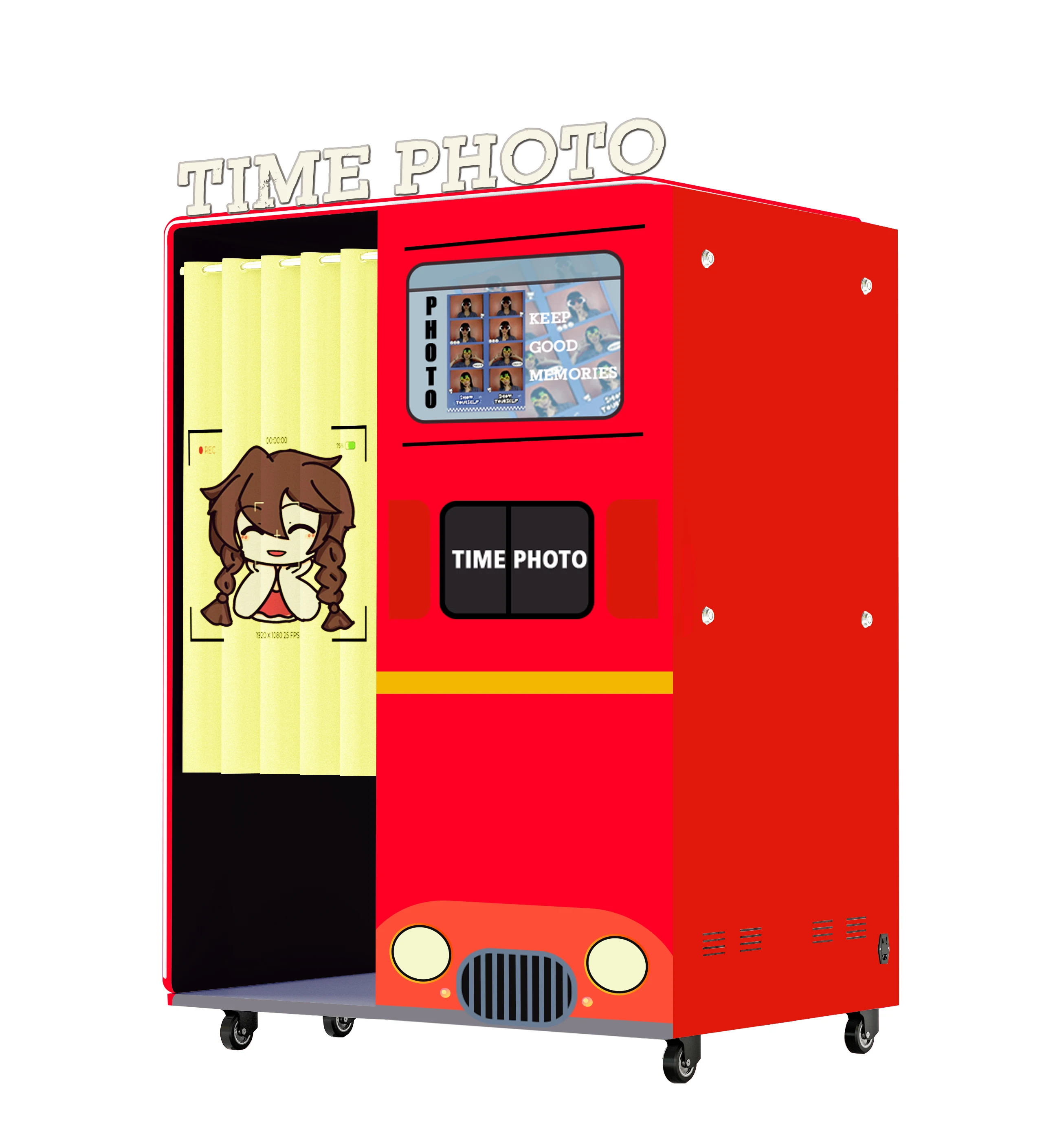 Professional Customized Self-Service Coin-Operated Photo Booth with Printer Compatible with Camera