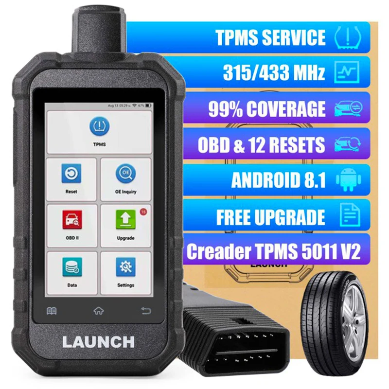 Newly Launched Launch Creader TPMS 5011 V2 Comprehensive Diagnostic Tool Tire Pressure Sensor Activation 12 Reset Functions