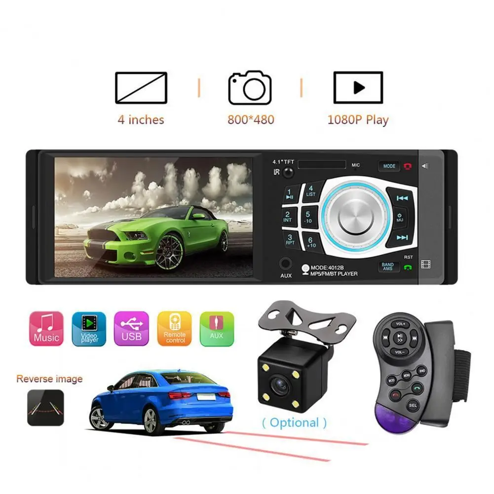 4012B 18.8cmx5.8cmx6.5cm Car MP5 Player Blue-tooth Durable 4.1 Inch Auto HD Display FM Radio