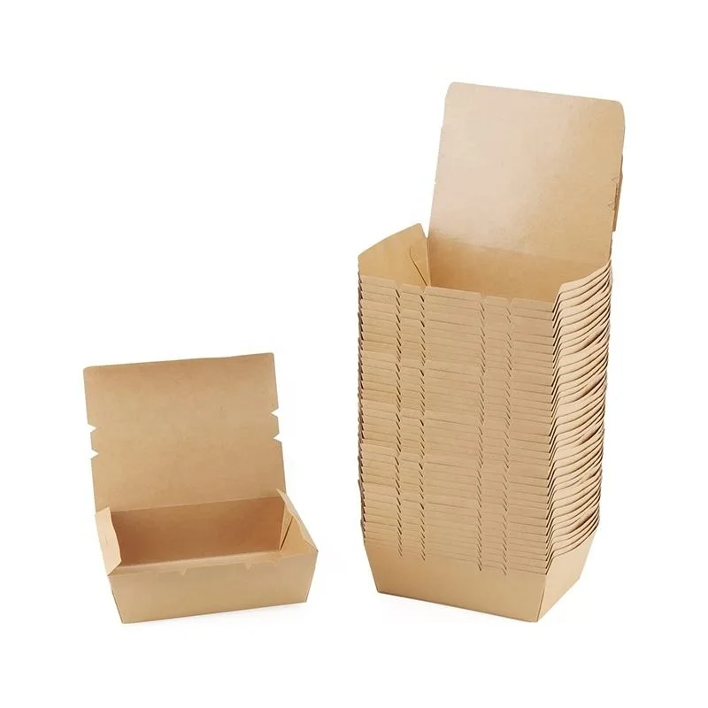 Customized Brown Kraft Paper Salad Fruit Food Container Disposable Fried Chicken Packing Box