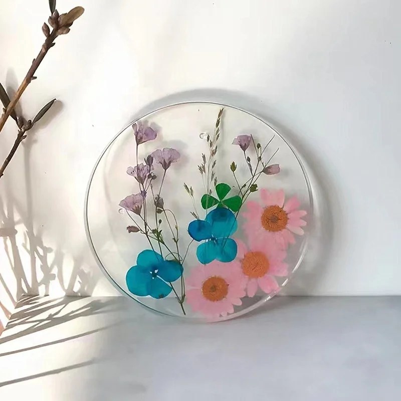 wholesale handmade Tabletop Protection Cup Mat real dried flower tea cup coaster Epoxy resin Coaster for home decoration