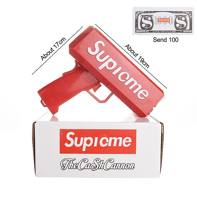 Real Super Throwing Make Money Gun Toy Cash Shooter Party Spray Cannon Rechargeable Plastic Gun Money