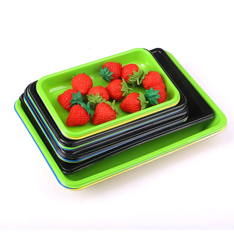 Colorful Disposable Plastic Food Packaging Flat Tray For Fruit Vegetable And Meat