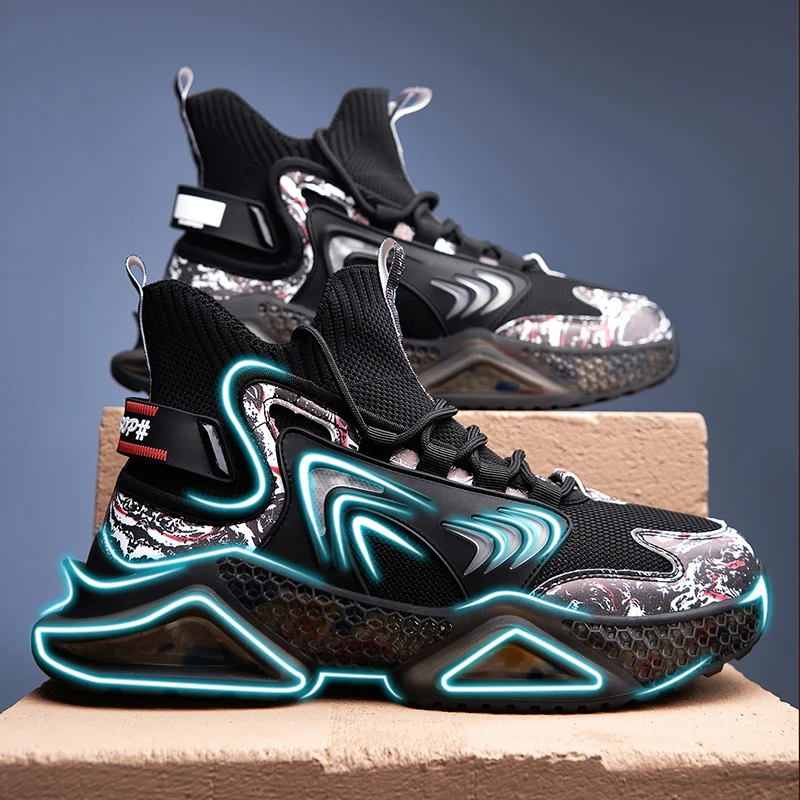 High Top Custom Fashion Black Men Popular High Top Brand Sport Casual Shoes Fashion Sneaker Men Running Shoe