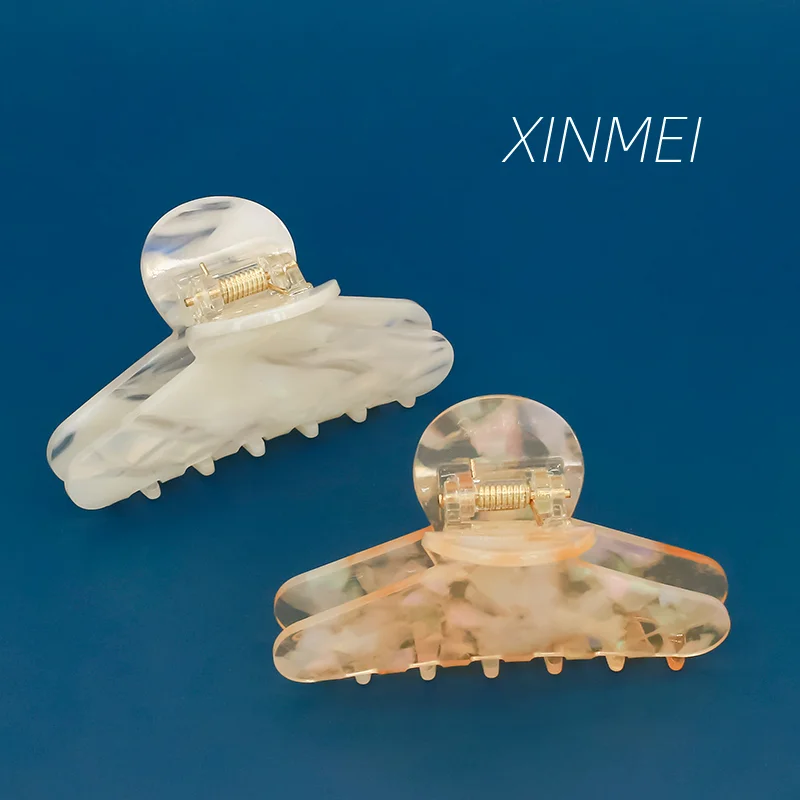Yiwu Factory Custom Clear Claw заколки для волос аксессуары белый двойной зажим пластиковый ацетатная смола женщин