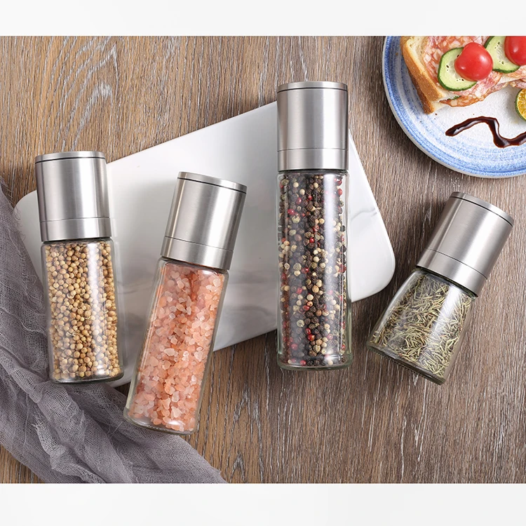 Straight and Round Hot Sale Wholesale 235ml 304 Stainless Steel Pepper and Salt Manual Spice Mill for Spices