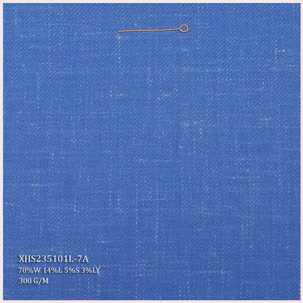 Wholesale Organic Merino Wool Suiting Fabric 78% Wool 14% Linen 5% Silk 3% Ly Yarn Dyed for Tailored Suits