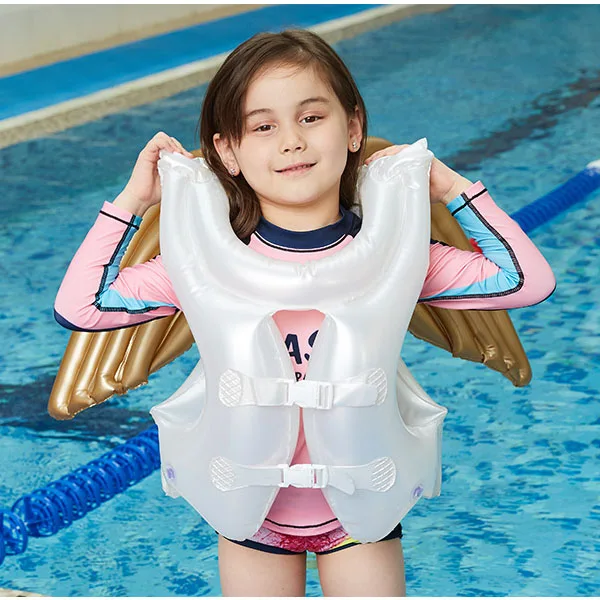 Factory OEM Custom PVC Fabric Baby Adult Wrist Fishing Angle Wing Air Swimming Pool Float Inflatable Swim Suit Life Vest Jacket