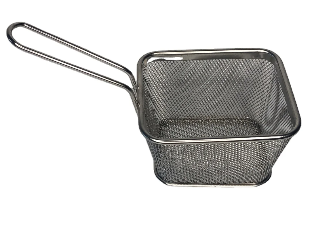 
Amazon Minli High Quality Stainless Steel Mini French Fry square Basket For Fried Chip And Chicken 
