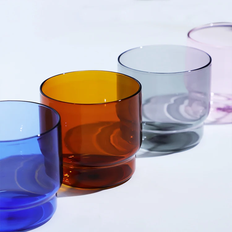 Eco-friendly lead-free stackable mug water cup borosilicate glass cup household color glass coffee cup