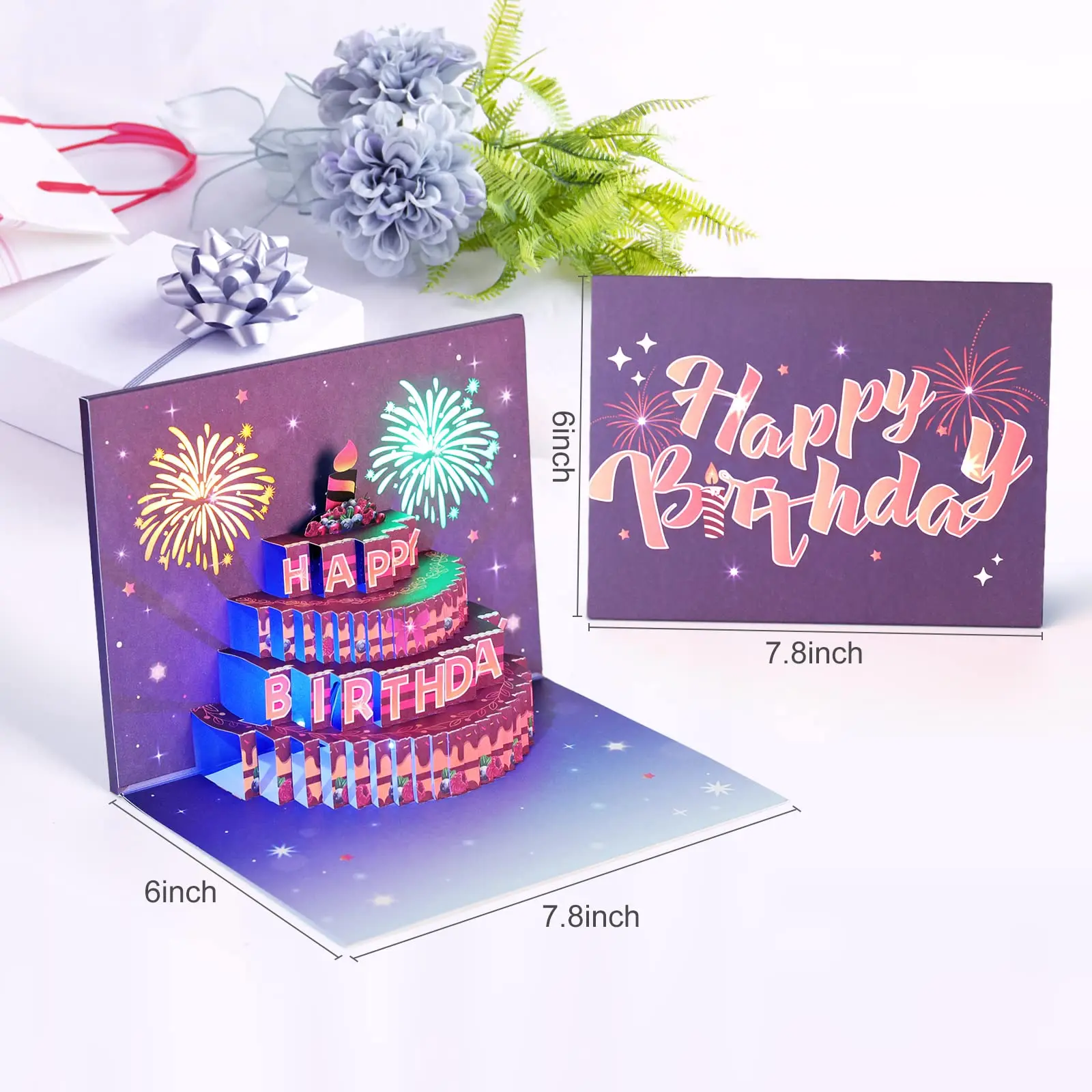 3D Birthday Cards Light and Music Birthday Cake Happy Birthday Gift Greeting cards