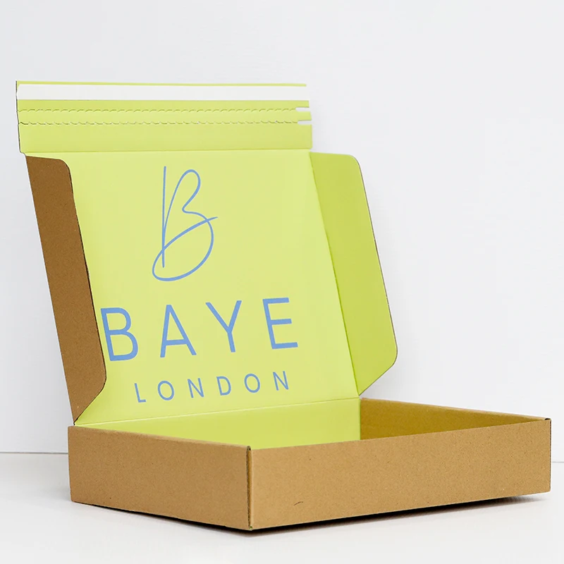 One-step service custom corrugated Self sealing  mailer box self adhesive tear away strips shipping zipper foldable gift box