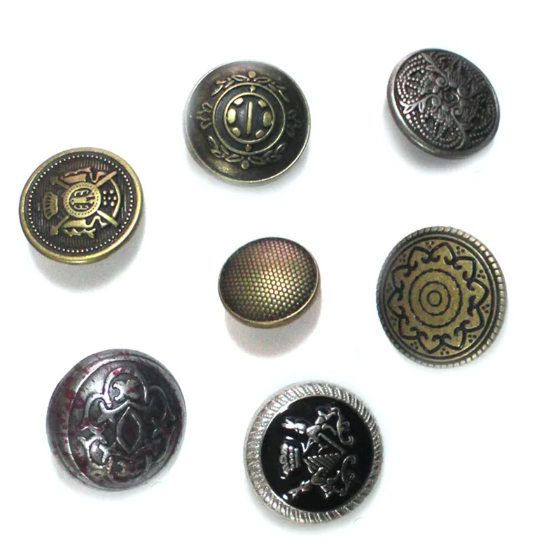 Shank button custom logo zinc alloy metal sewing button for coats