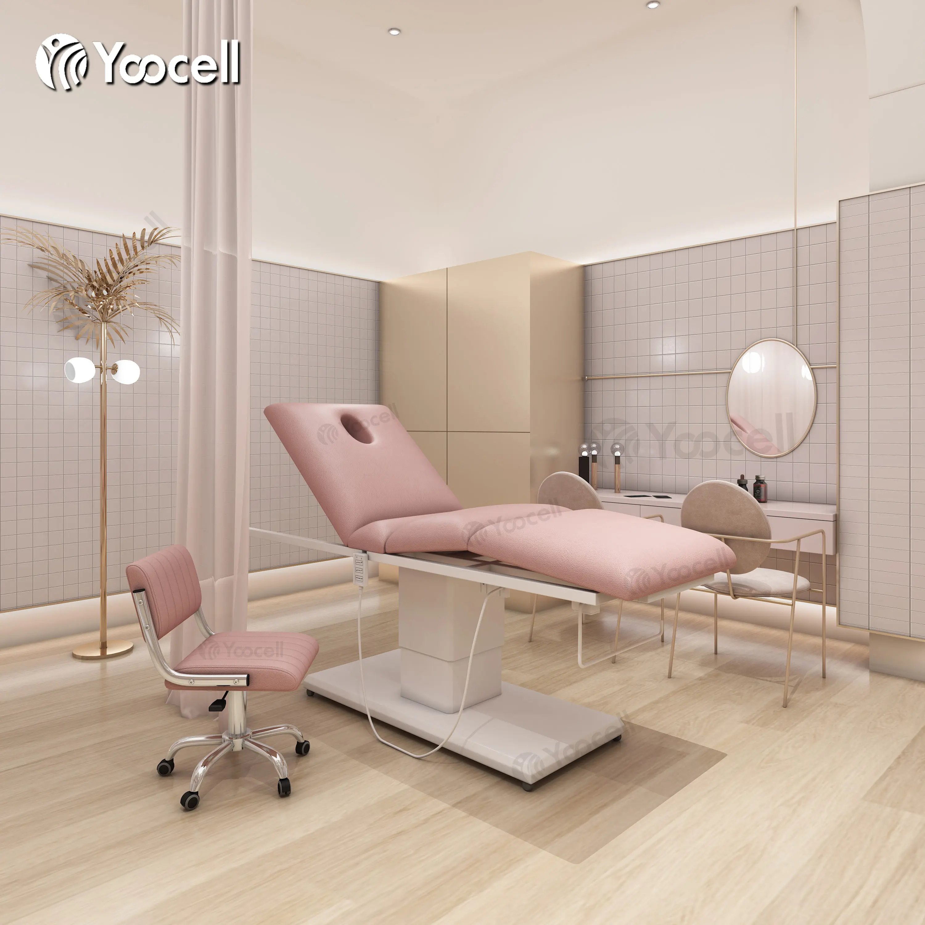  Лидер продаж кресло Yoocell розового цвета для лечения ресниц электрическая кровать красоты лица с 3 двигателями спа-салона массажа