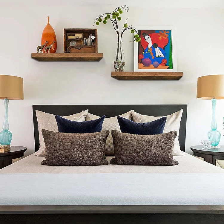 K&B wholesale simple design wall mounted shelf bookshelf solid wooden board floating shelves for home bathroom bedroom