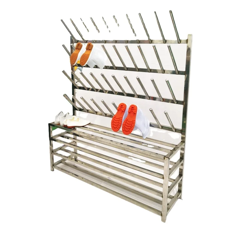 Commercial kitchen meat and food processing plant stainless steel drying deodorization shoe rack