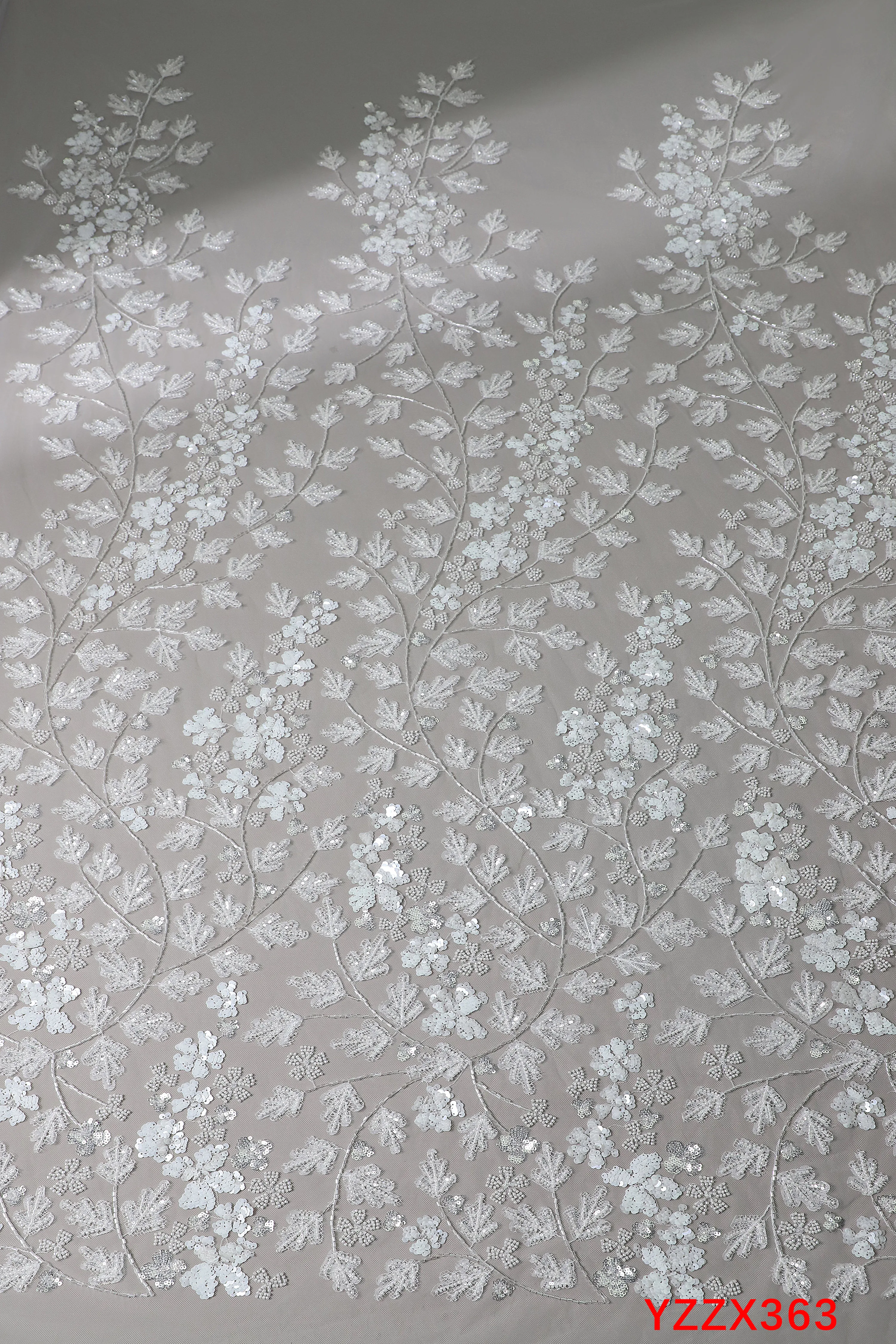ZX363 Luxurious Heavy Couture White Beaded Bridal Lace Fabric, For 2025 new collection fashion tailor garment accessories