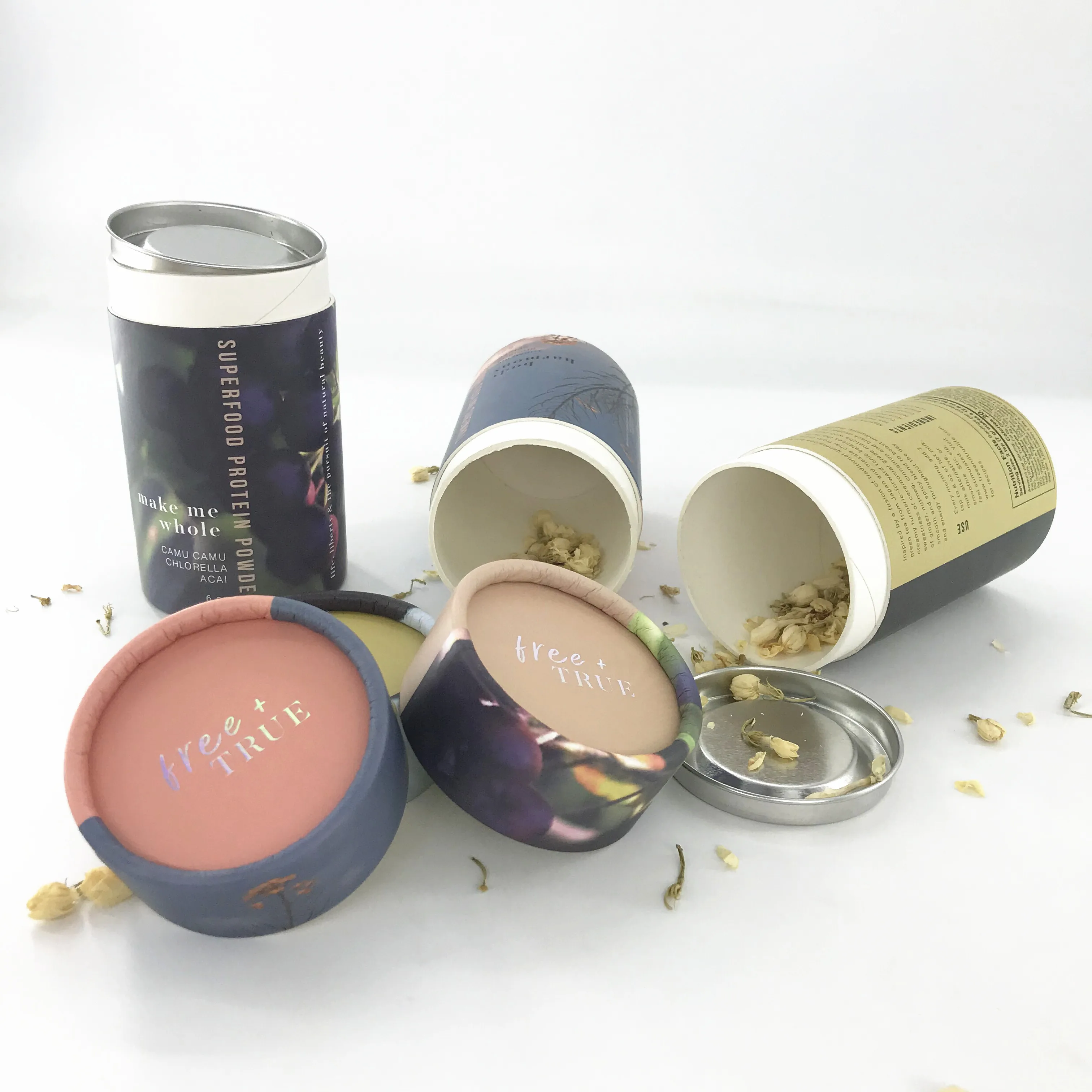 Biodegradable Food Grade Tea Protein Powder Coffee Beans Cylinder Packaging Custom Kraft Paper Tube Round Tube