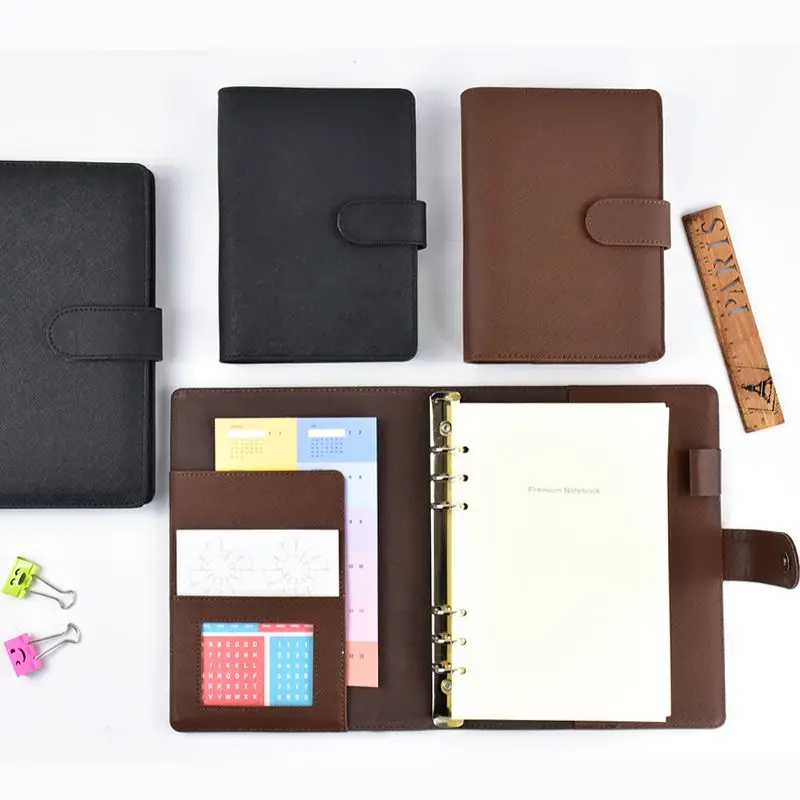 Notebook Metal Buckle refilled A5 loose leaf journal Diary Customized logo  Inner Page with Logo Printing  Content Design