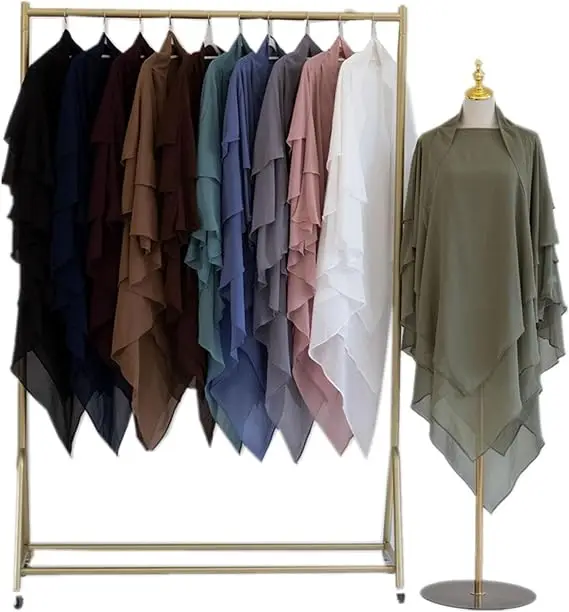 chiffon hijab abaya 2 piece khimars set wholesale niqab black jilbab khimar