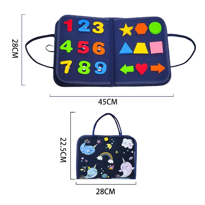 Hot Selling Early Education Dressing Learning Board Children Busy Board Toy Changing Bag New for Travel Baby Care Custom
