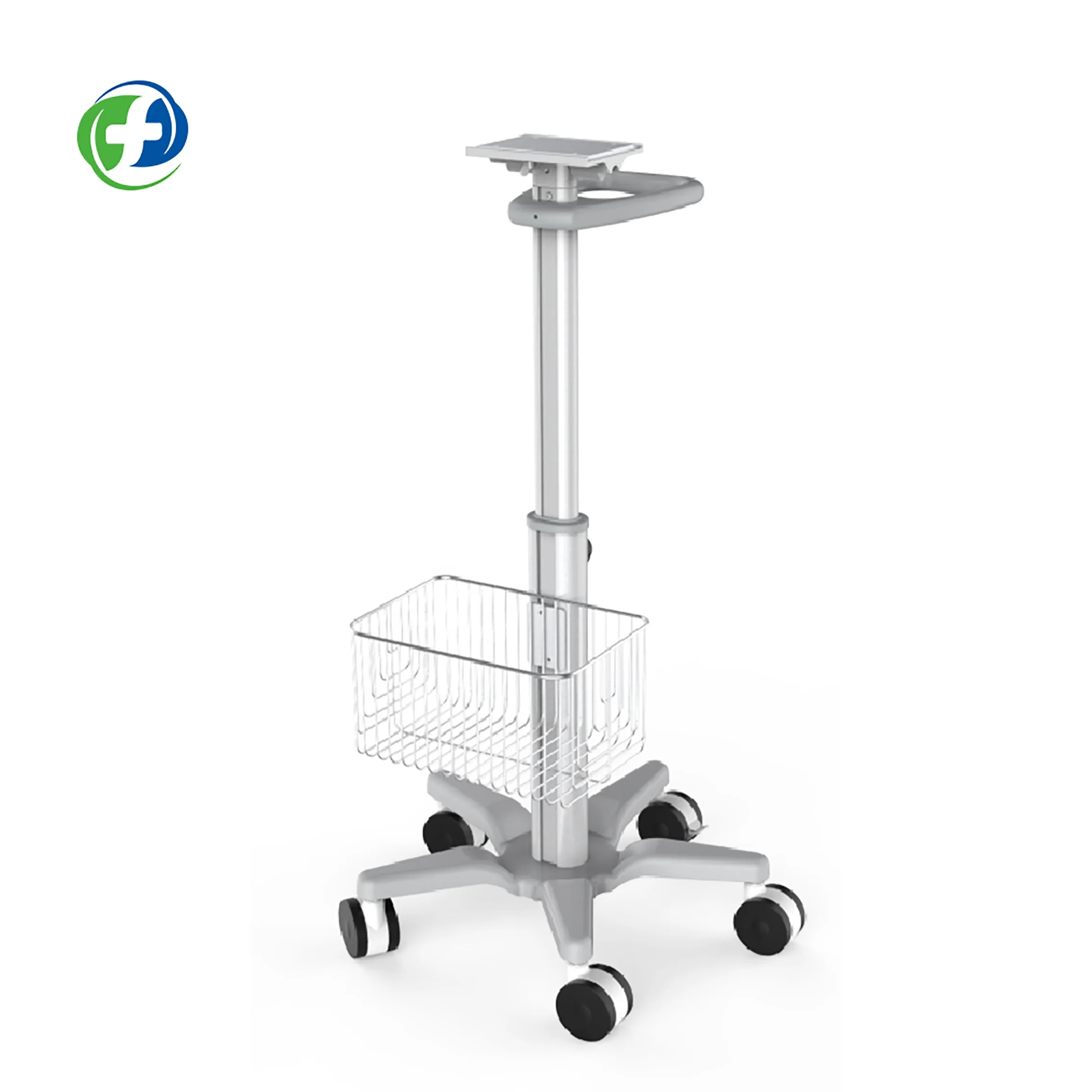Simple Height Adjustable Mobile Medical Laptop Cart Monitors Hospital five wheels trolley