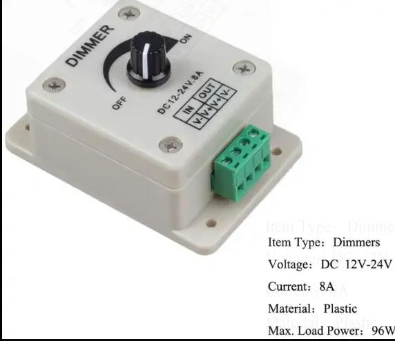 eSann 8A DC 12V Voltage Rotary Strip Led Controller Knob Light Dimmer Switch for Single Color Led Strip