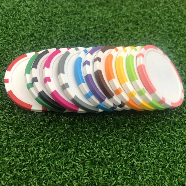 Wholesale  Cheap Ready to ship Colors Clay ABS Blank Unique 40mm Logo Golf Accessories Plastic Poker Chip Golf  Ball Markers