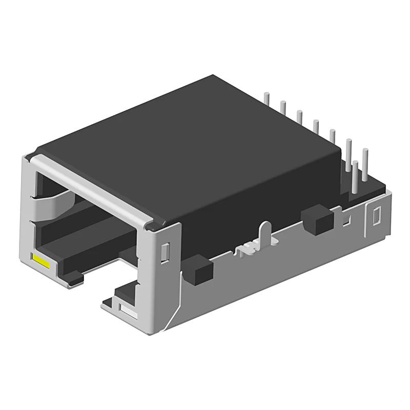 Никелевый экранированный сетевой разъем RJ45 1x1 порт позолоченный 6U RJ-45 с 100 базовым трансформатором