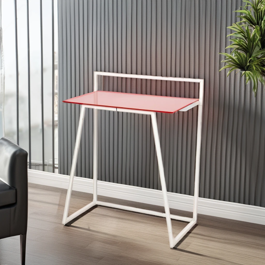 Red Cheap Convertible Metal Gaming Table Bedroom Gamer Computer Table with Pink Finish