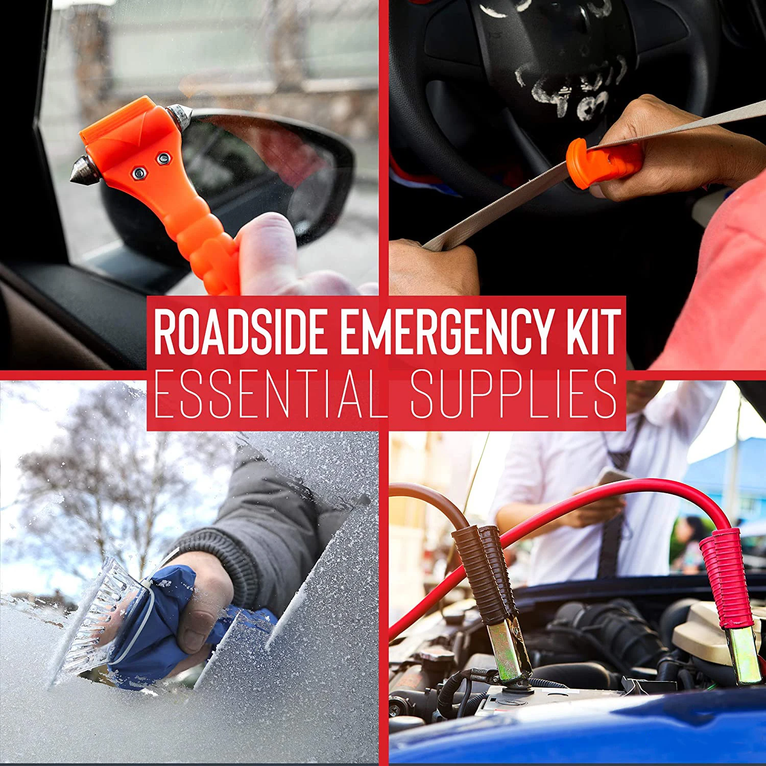 104 Piece Car Safety Kits Roadside Assistance Emergency Kit Waterproof Survival First Aid Safety Kit