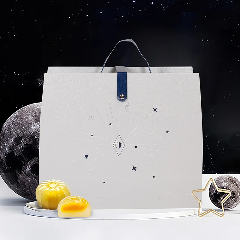 Hot sale star and moon dark blue printing high-end gift moon cake packaging box