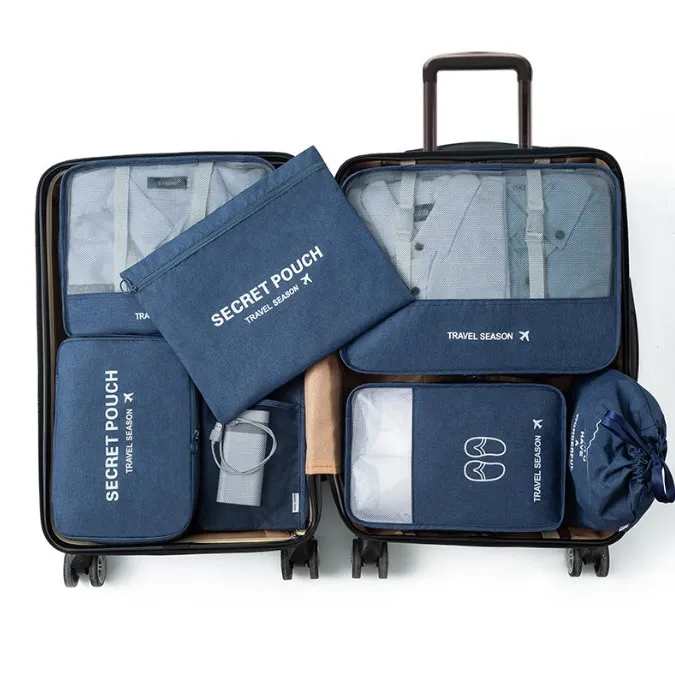 High Quality 7Pcs Set Travel Storage Bag Set Travel Cubes Packing Storage Bag Organizer for Suitcase