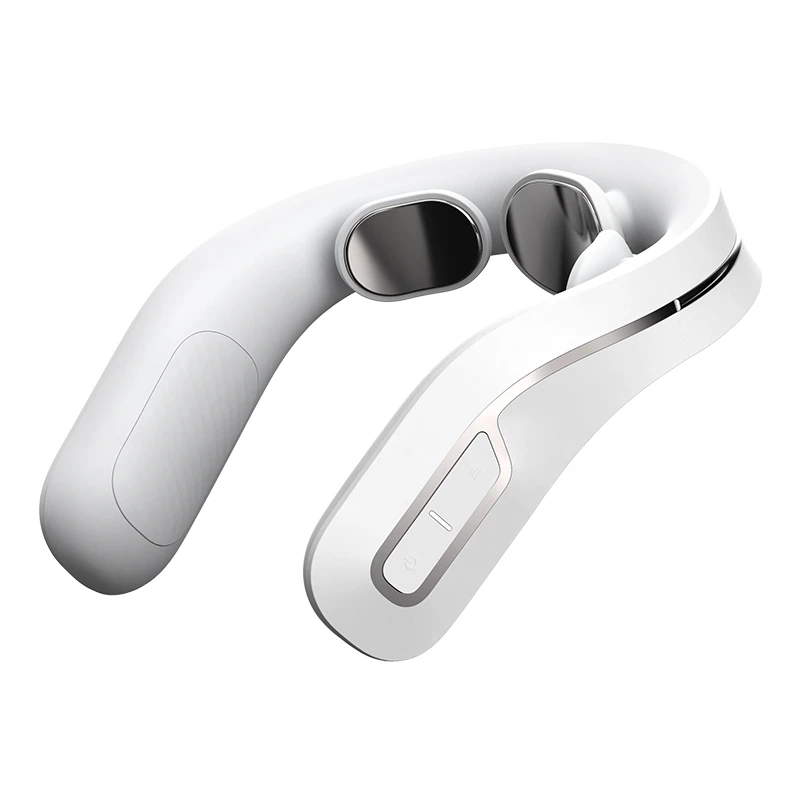 PGG Smart Neck Massager for Gifts 42 Degrees Hot Compress Ems Vibration Pulse 3 Pads Electric Heated Smart Neck Massage Device