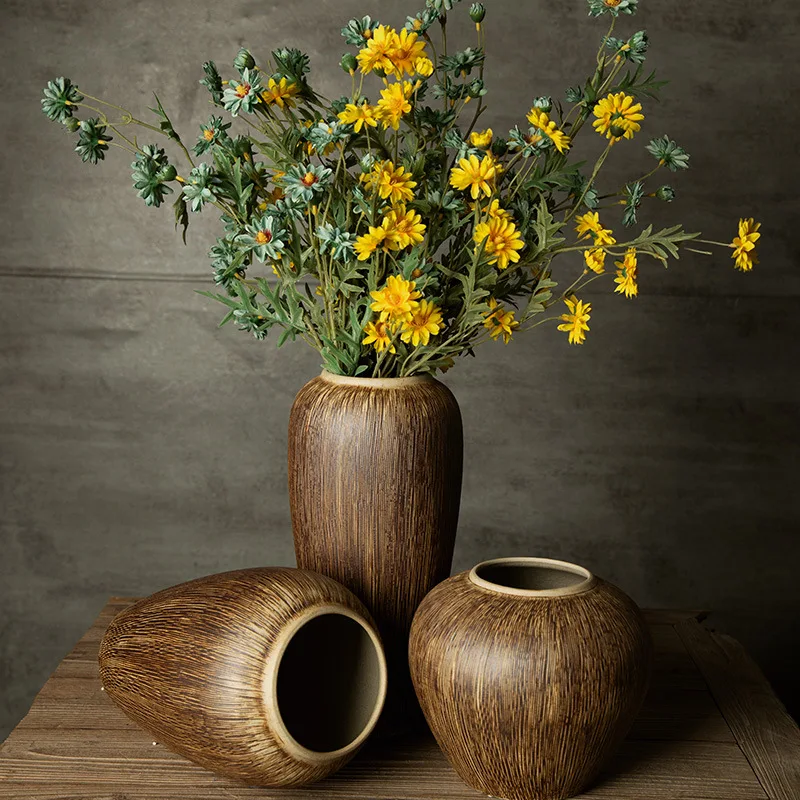 Винтажная китайская керамическая Терракотовая Ваза в стиле ретро