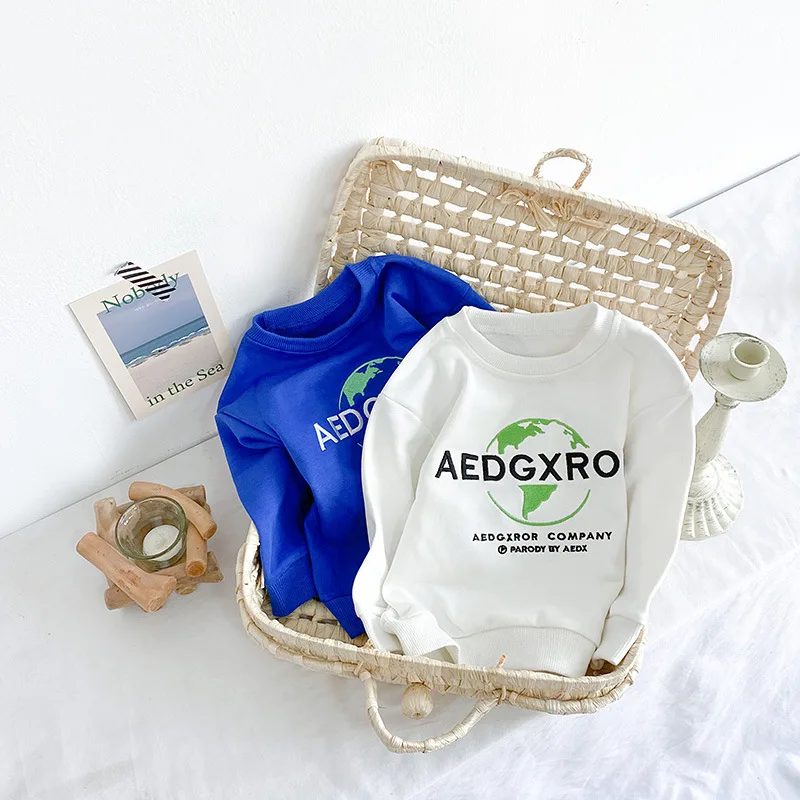 Новинка 2021, Весенняя детская одежда, детская одежда, футболка в Корейском стиле с длинными рукавами и надписью для мальчиков и девочек, детский топ