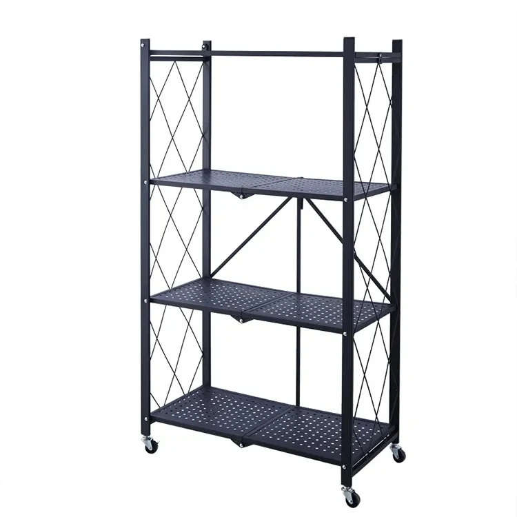 Cheap Price Wholesale Folding kitchen Display Shelf Metal Book Storage Shelf with Wheels