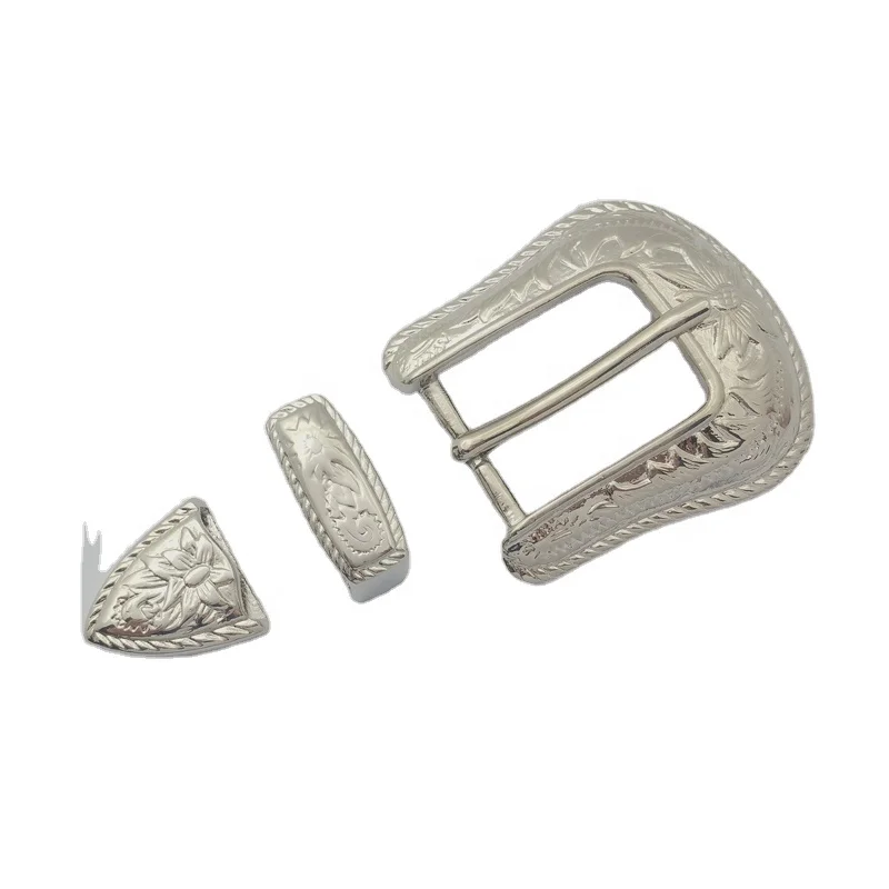 wholesales zinc alloy western 3 pieces buckle sets manufacturer