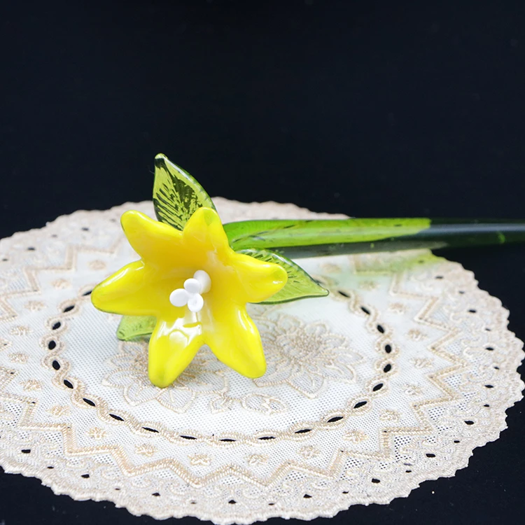 Long Stem Blown Glass Craft Flowers