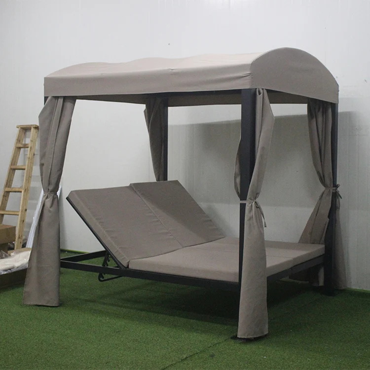 Convertible Outdoor Gazebo Bed Curtains Stainless Steel Pergola Arbours Coated Porch Backyard Garden Sunbathing