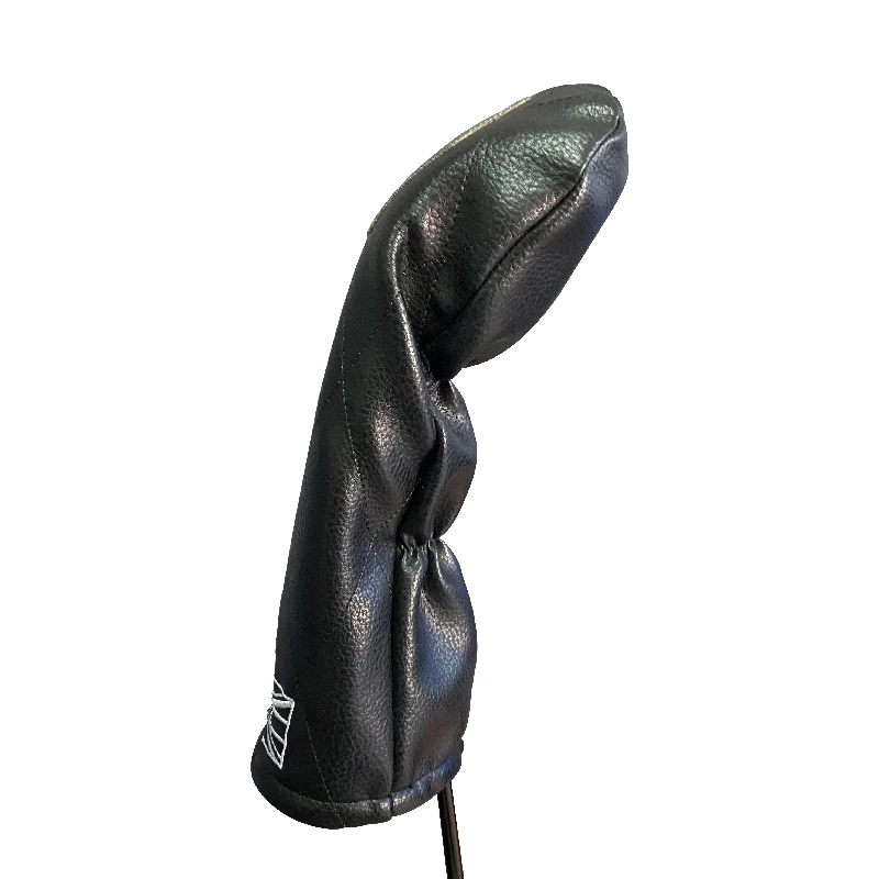 Black PU leather golf blank wood custom headcovers applique logo embroidery 460 cc golf driver headcover