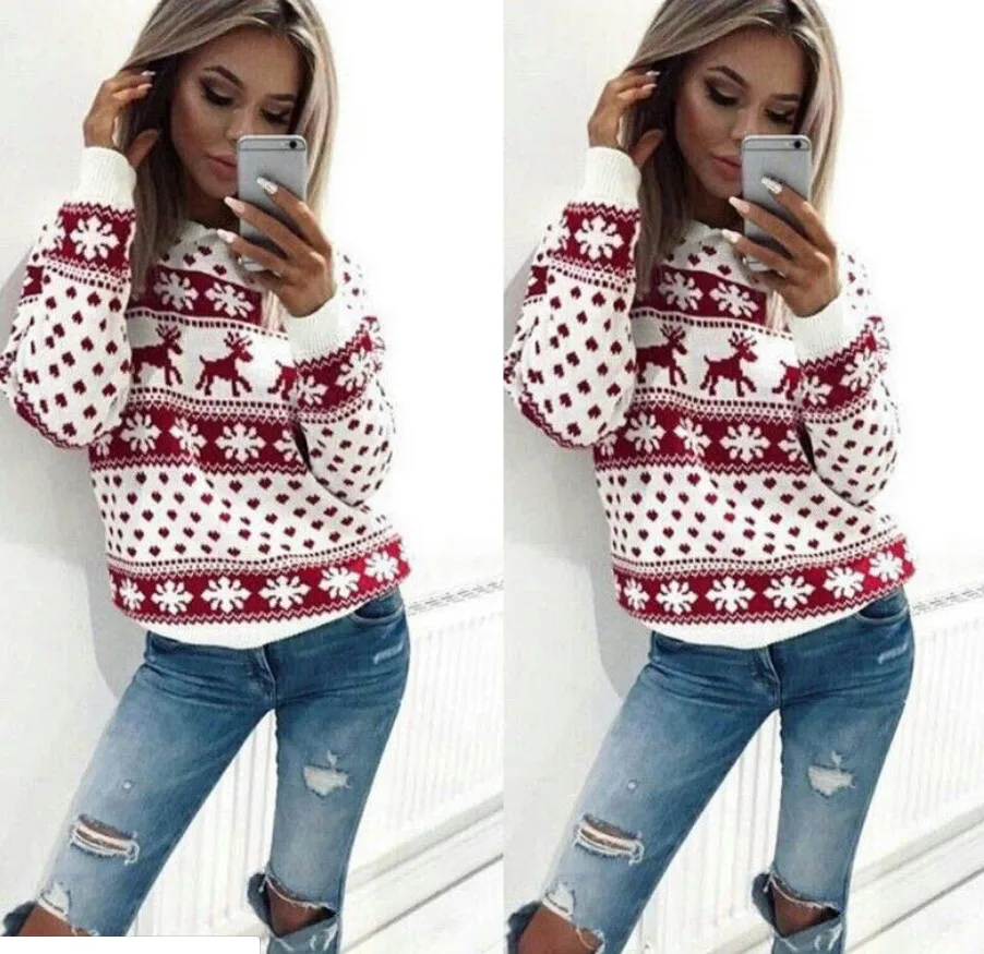 
Custom Deer Print Christmas Autumn and Winter pullover crewneck Sweatshirt 