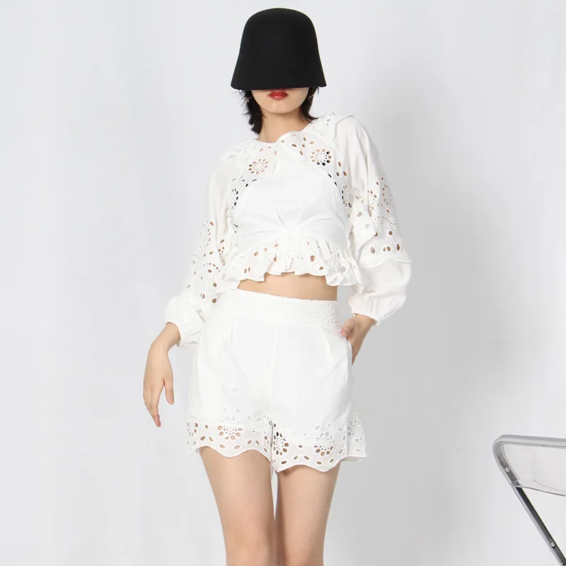 New fashion lantern sleeves round neck pleated print loose corset short dress women