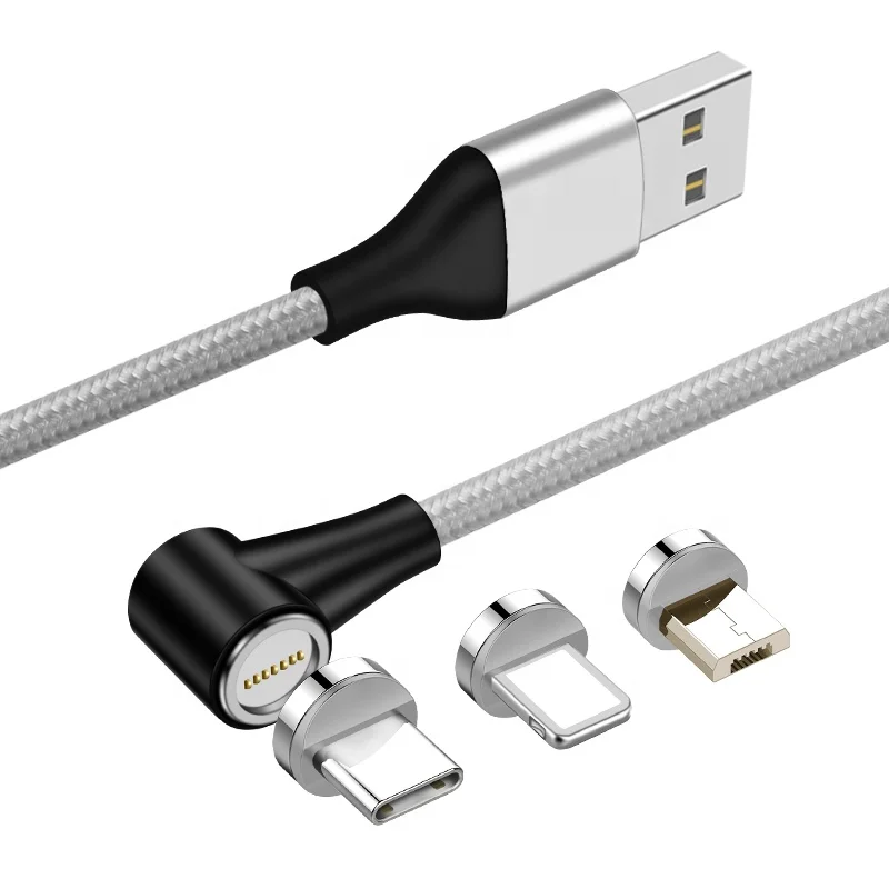 90 degree L shape mobile phone cable magnetic usb charger cable 3a fast charging type c fast charging micro usb cable