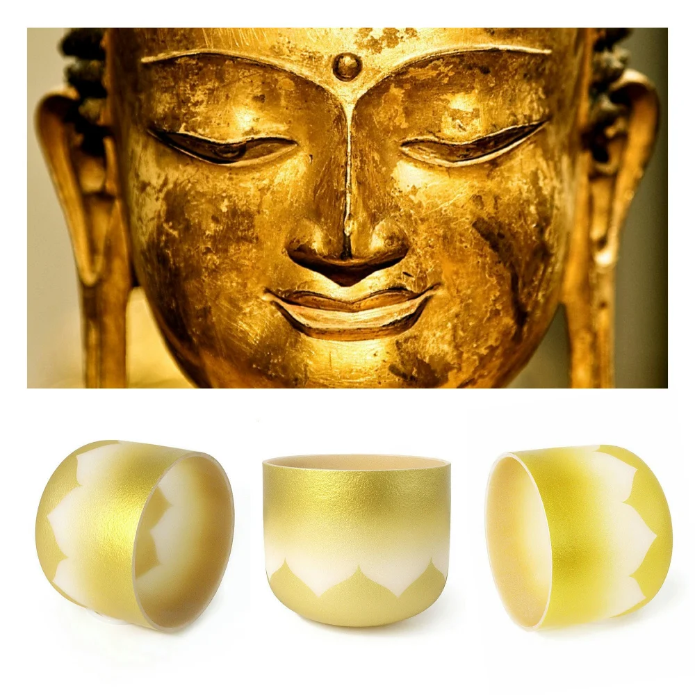 JELO AMJ-1 6 inch yellow lotus High Purity Quartz  Crysmeditation yoga sound healing instruments crystal singing bowls