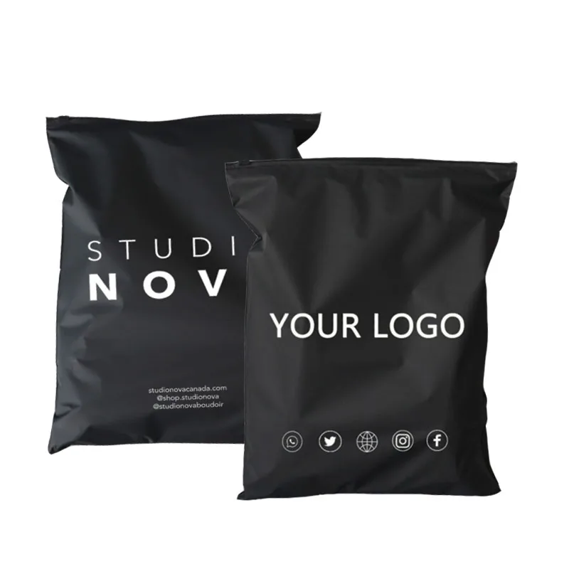 Custom Logo Clothing Packaging Black Frosted Zipper Bags Clear Frosted Ziplock Plastic Zip Bag Poly Zipper Bag